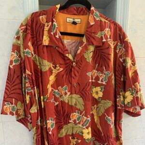 NWOT TOMMY BAHAMA MENS 100"% SILK HAWAIIAN HULA GIRL TROPICAL SHIRT